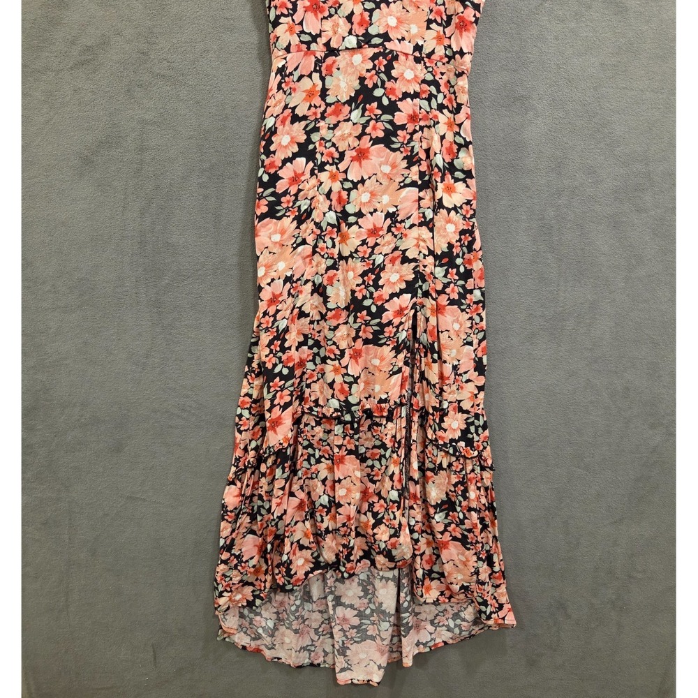 Floral Hi-Lo Maxi Dress Women's No Size Lace-Up Back Feminine Coquette Delicate - Picture 3 of 9